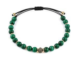 Facet Armband Edelstein Perlen Malachit 18kt Gelbgold 5,7g 