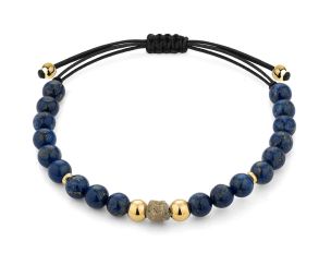 Facet Herrenarmband 18kt Gelbgold Lapislazuli 9,6g 