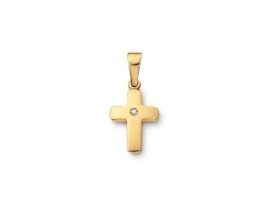 Palido Anhänger Kreuz Engel 14kt Gelbgold 1,1g Diamanten 0,007ct
