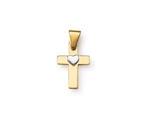 Palido Anhänger Kreuz Herz 14kt Gelb/Weißgold 0,4g