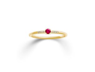 Palido Ring 14kt Gelbgold 1,2g Diamanten 0,02ct Rubin 0,10ct
