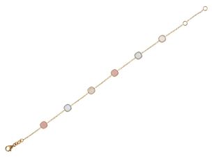 Palido Armband 14kt Gelbgold 1,9g Mondstein Achat Rosenquarz 190mm