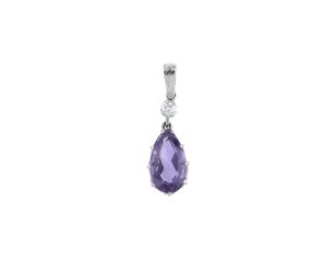 Anhänger 18kt Weißgold mit Amethyst und Diamant 0,10ct