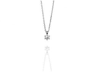 Halskette Solitär 18kt Weißgold 1,6g Diamant 0,15ct 420mm 