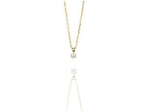 Halskette Solitär 18kt Gelbgold 1,6g Diamant 0,05ct 420mm 