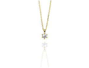 Halskette Solitär 18kt Gelbgold 2,2g Diamant 0,70ct 420mm