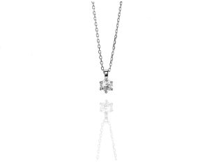 Halskette Solitär 18kt Weißgold 1,6g Diamant 0,25ct 420mm