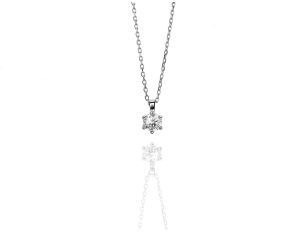 Facet Halskette Solitär 18kt Weißgold 1,5g Diamant 0,10ct 420mm