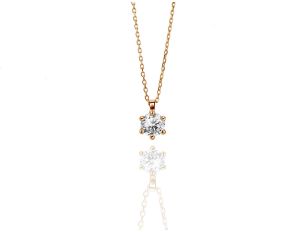 Halskette Solitär 18kt Rotgold 1,9g Diamant 0,50ct 420mm 