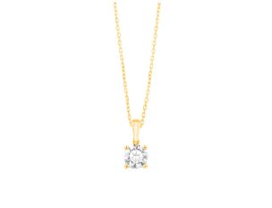 Halskette Anhänger 18kt Gelbgold 1,5g Diamant 0,15ct 420mm 