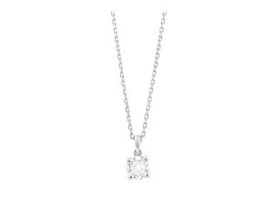 Halskette Anhänger 18kt Weißgold 1,5g Diamant 0,15ct 420mm 