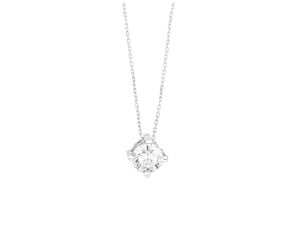 Halskette Solitär Anhänger 18kt Weißgold 1,7g Diamant 1,00ct 420mm 