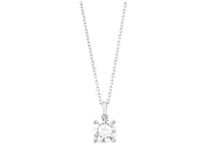 Halskette Anhänger 18kt Weißgold 1,9g Diamant 0,50ct 420mm 