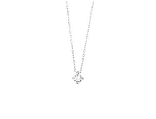 Halskette Solitär 18kt Weißgold 1,5g Diamant 0,10ct 420mm 