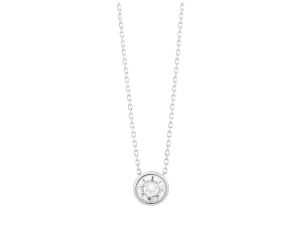 Halskette Solitär 18kt Weißgold 1,6g Diamant 0,25ct 420mm 