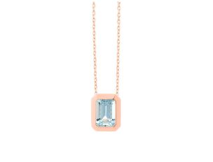 Facet Halskette Anhänger 18kt Roségold 2,5g Aquamarine 420mm 