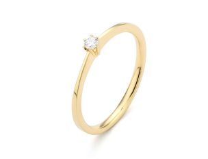 Facet Ring Solitär 18kt Gelbgold 1,6g Diamant 0,05ct 