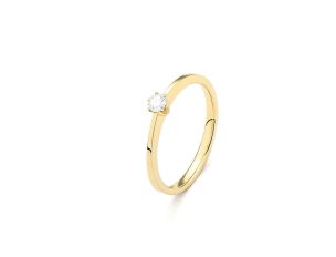 Ring Solitär 18kt Gelbgold Diamant 0,15ct 2,2g Neu 