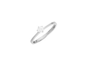 Ring Solitär 18kt Weißgold 2,7g Diamant 0,25ct Neu 6er Krappenfassung