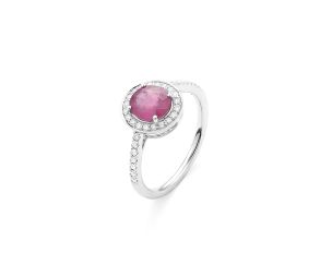 Ring 18kt Weißgold 2,9g Diamanten 0,23ct Rubin 1,40ct 