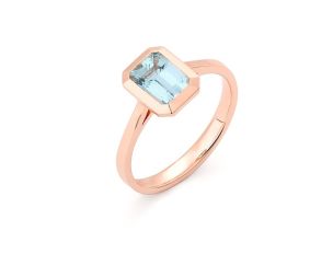 Facet Ring 18kt Roségold 2,8g Aquamarin 