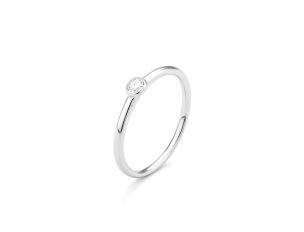 Ring Solitär 18kt Weißgold 1,7g Diamant 0,10ct 