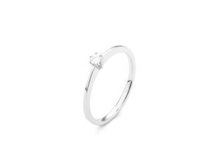 Ring Solitär 18kt Weißgold 1,8g Diamant 0,10ct