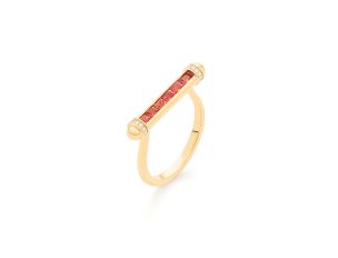 Ring 18kt Gelbgold 3,4g Diamanten 0,07ct Saphire 0,66ct 