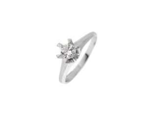 Ring Solitär 800/- Platin Diamant 0,35ct 6er Krappenfassung