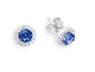 Palido Ohrstecker 18kt Weißgold 1,6g Diamanten 0,15ct Tansanit 0,74ct