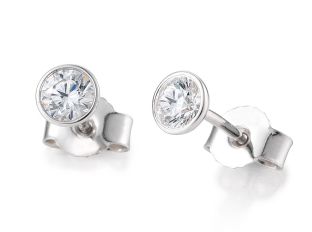 Saint Maurice Ohrstecker Solitär 14kt Weißgold Diamanten 0,30ct 