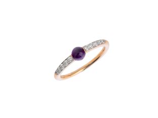 Pomellato M'Ama Non M'Ama Ring 18kt Roségold 2,6g Gr.53 Diamanten 0,36ct Amethyst Cabochon