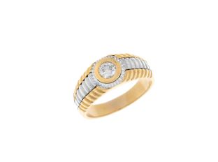 Ring Solitär 18kt Gelbgold 18kt Weißgold 9,9g Diamant 0,50ct 