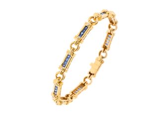 Armband 18kt Gelbgold Diamanten 0,18ct Saphir 180mm 