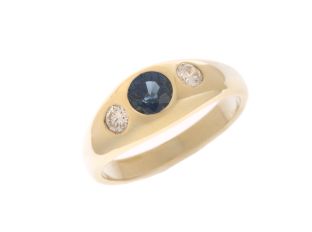 Ring 14kt Gelbgold 3,2g Diamanten 0,30ct Saphir