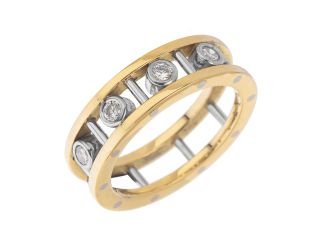 Ring 18kt Gelbgold 950 Platin Diamanten 0,23ct 7,6g 