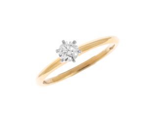 Tiffany & Co. Ring Solitär 18kt Gelbgold 950 Platin 2,6g Diamant 0,34ct mit Box und Zertifikat