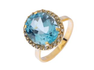Ring Design 14kt Gelbgold 3,9g Diamanten 0,065ct Topas