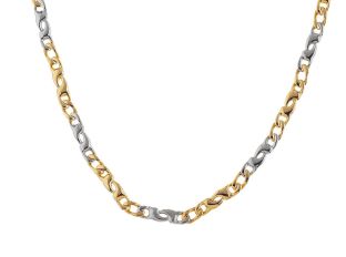Halskette Design 18kt Gelbgold 18kt Weißgold 33g 500mm Handarbeit