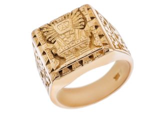 Siegelring Wappenring 18kt Gelbgold 21g Inkasiegel Handarbeit