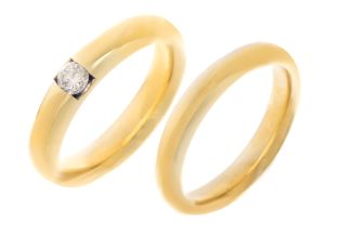 Trauringe 14kt Gelbgold 17,0g Diamant 0,20ct