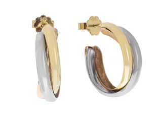 Ohrschmuck Creolen Tricolor 14kt Gelbgold 14kt Weißgold 14kt Roségold 5,3g