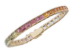 Armband Tennis 18kt Gelbgold 31,0g Amethyst Aquamarin Turmalin Citrin 170mm