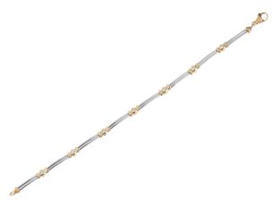 Armband 950 Platin 18kt Gelbgold 14,7g Diamanten 0,35ct 190mm Handarbeit