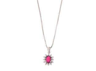 Halskette Anhänger 14kt Weißgold 4,0g Diamanten 0,13ct Rubin 0,90ct