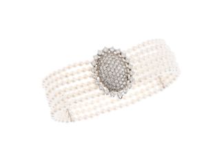 Armband Zuchtperlen 18kt Weißgold 25,6g Diamanten 3,46ct 175mm