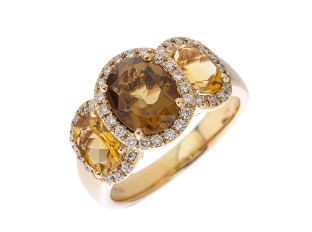 Ring 18kt Gelbgold 7,4g Diamanten 0,44ct Citrin 