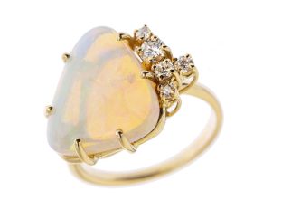 Ring Design 18kt Gelbgold 6,4g Diamanten 0,27ct Opal