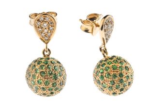 Ohrschmuck 18kt Gelbgold 15,3g Diamanten 0,20ct Tsavorit 0,60ct