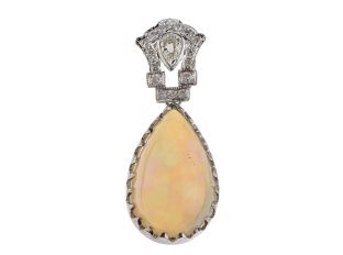 Anhänger Art Deco Vintage 18kt Weißgold 5,2g Diamanten 0,50ct Opal 13ct 